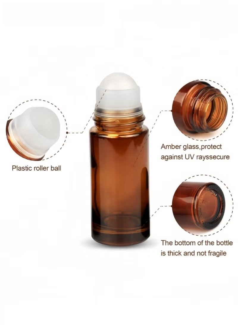 14PCS Essential Oil Roller Bottles with Roller Ball, 5ml Refillable Leak-proof Empty Thick Amber Glass Roll on Bottles with Caps for Travel, Perfume - Image 2