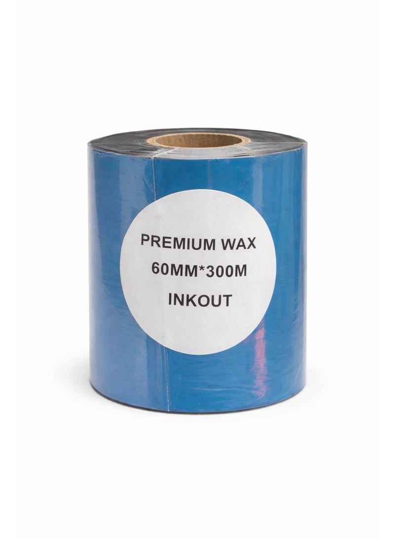 Thermal Transfer Ribbon| Black Wax Ribbon | 60mm" x 300m'| Pack of 1 - Image 1