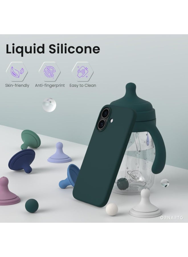 Silicone Case Compatible with iPhone 17, Slim Liquid Silicone Phone Case with 3-Layer Soft Rubber Shockproof Bumper with TPU Lining (Dark Green) - Image 2