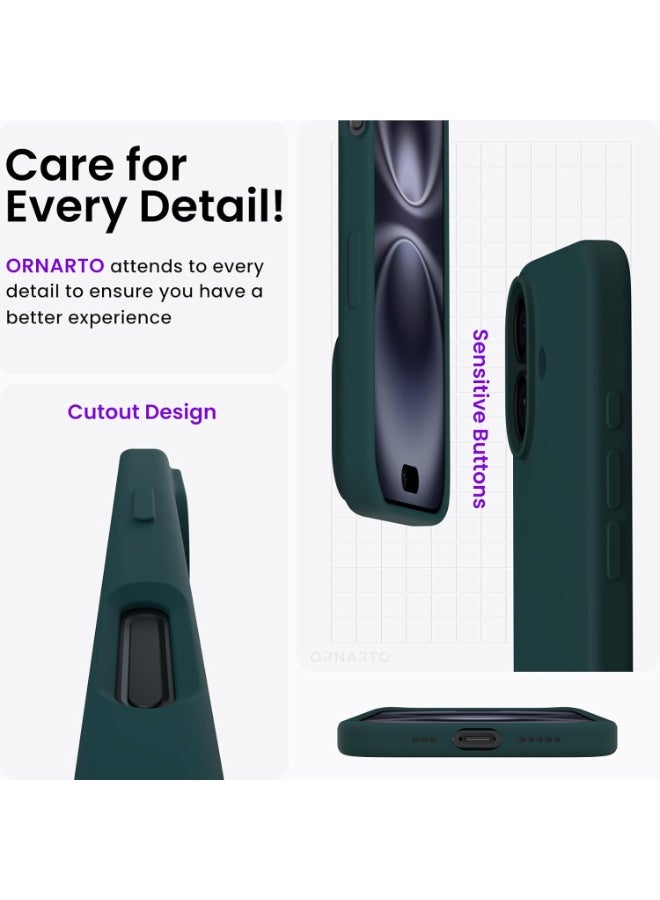 Silicone Case Compatible with iPhone 17, Slim Liquid Silicone Phone Case with 3-Layer Soft Rubber Shockproof Bumper with TPU Lining (Dark Green) - Image 3