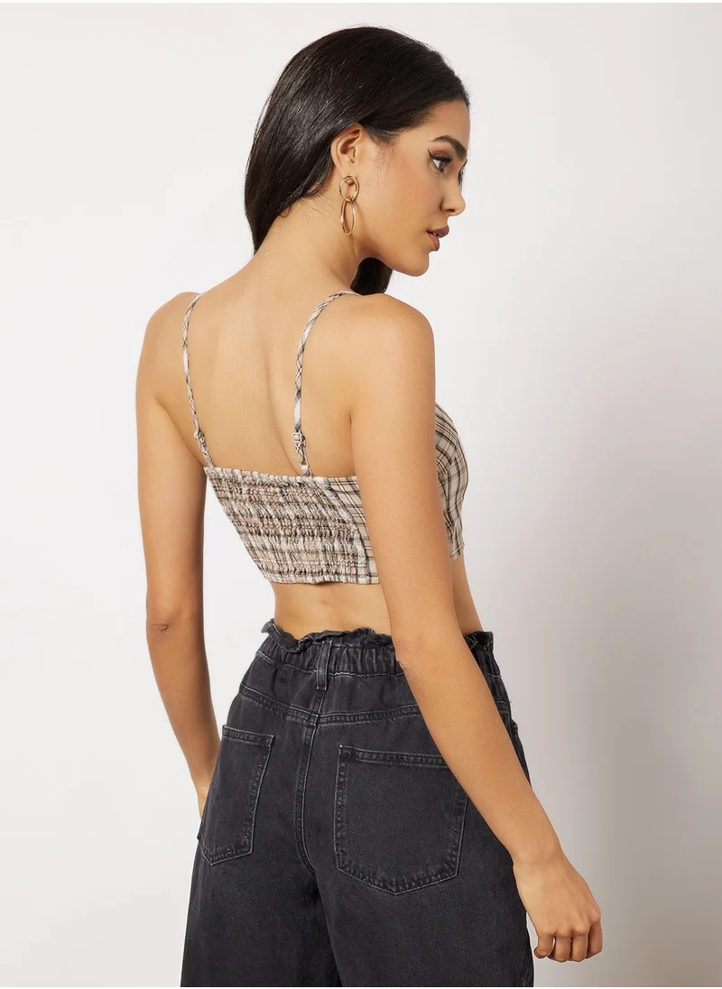 Daisy Street Charl Plaid Print Crop Top