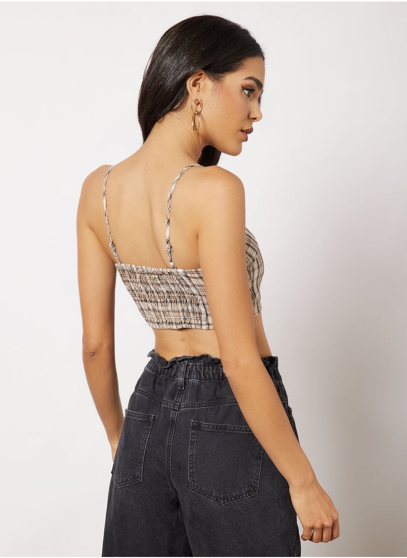 Daisy Street - Charl Plaid Print Crop Top - Image 1