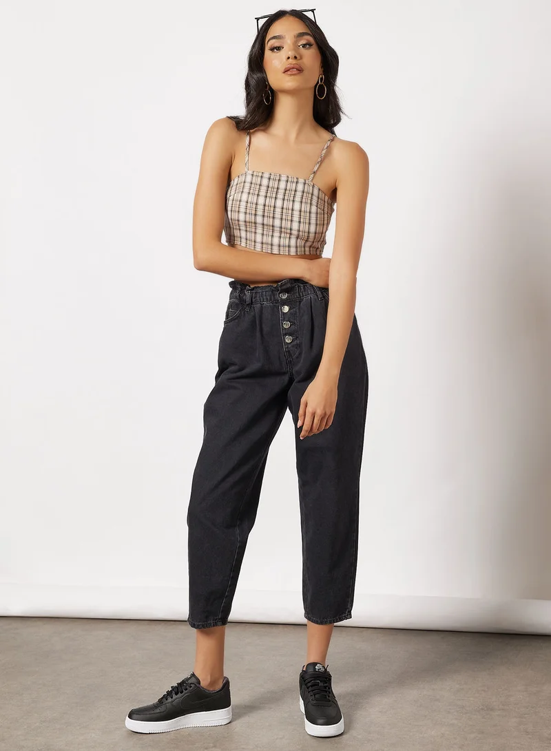 Daisy Street Charl Plaid Print Crop Top