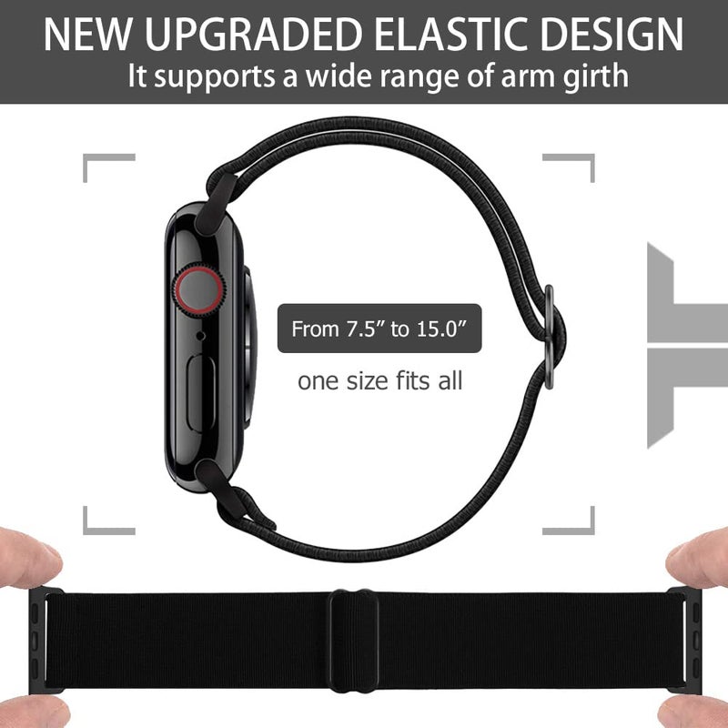 IFCASE Elastic Arm/Ankle Band Compatible with Apple Watch 41mm 40mm 42mm iWatch Series 10 9 8 7 6 5 4 SE, Sport Strap Unisex Armband or Ankleband (Black) - Image 2