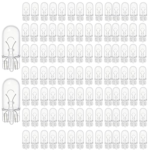 Kadiby 100 Pack 194 light bulb,168 W5W 1/4 Wedge Base 12V 5W Clear for Cars Landscape RV Camper T10 2825 Car Signal,Replacement for 147 152 158 159 161 184 192 193 259 280 285 447 464 501 - Image 1