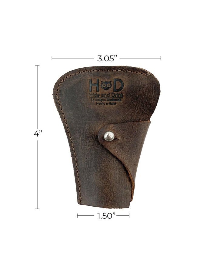 Hide & Drink , Razor Cover, Protective Case, Barber Essentials, Handmade from Full Grain Leather (Bourbon Brown) - Image 2