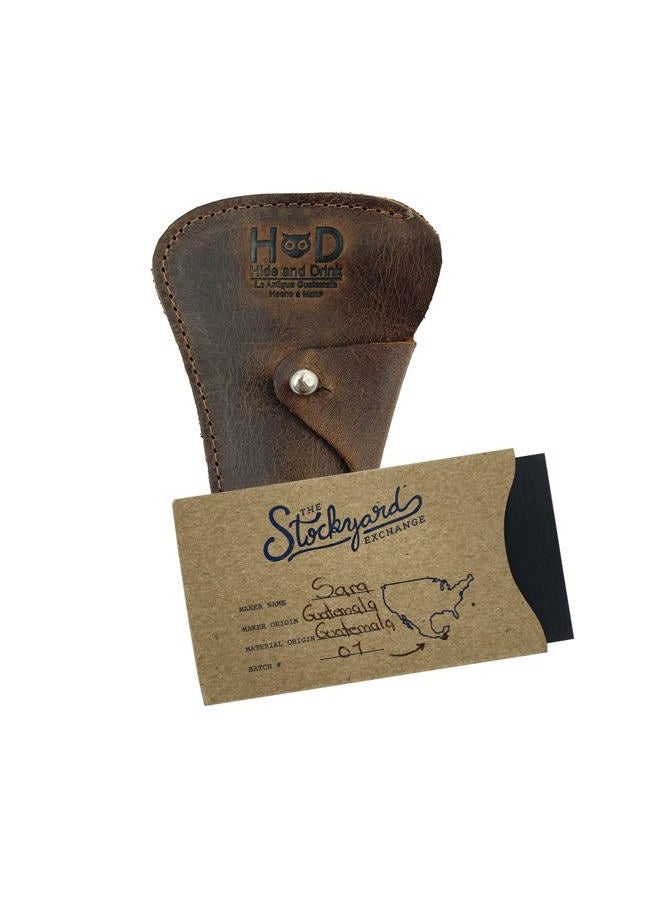 Hide & Drink , Razor Cover, Protective Case, Barber Essentials, Handmade from Full Grain Leather (Bourbon Brown) - Image 3