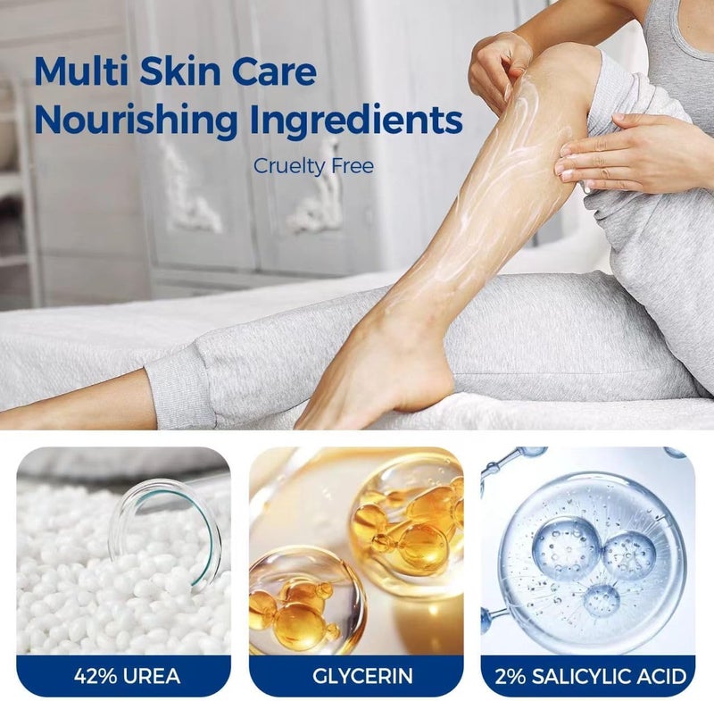 OUKEYA Urea Cream 42 Percent with 2% Salicylic Acid Tube 3 Oz, Foot & Hand Cream for Dry Cracked, 40 per Urea Lotion for Feet Maximum Strength, 85g, 2 Pack - Image 4