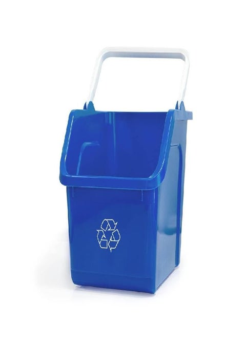 good natured Handy Recycler, 6 Gallon / 25 Liter - Stackable Recycling Bin for Kitchen or Office - Plant Based, BPA-Free Recycling Container with Handle, Blue