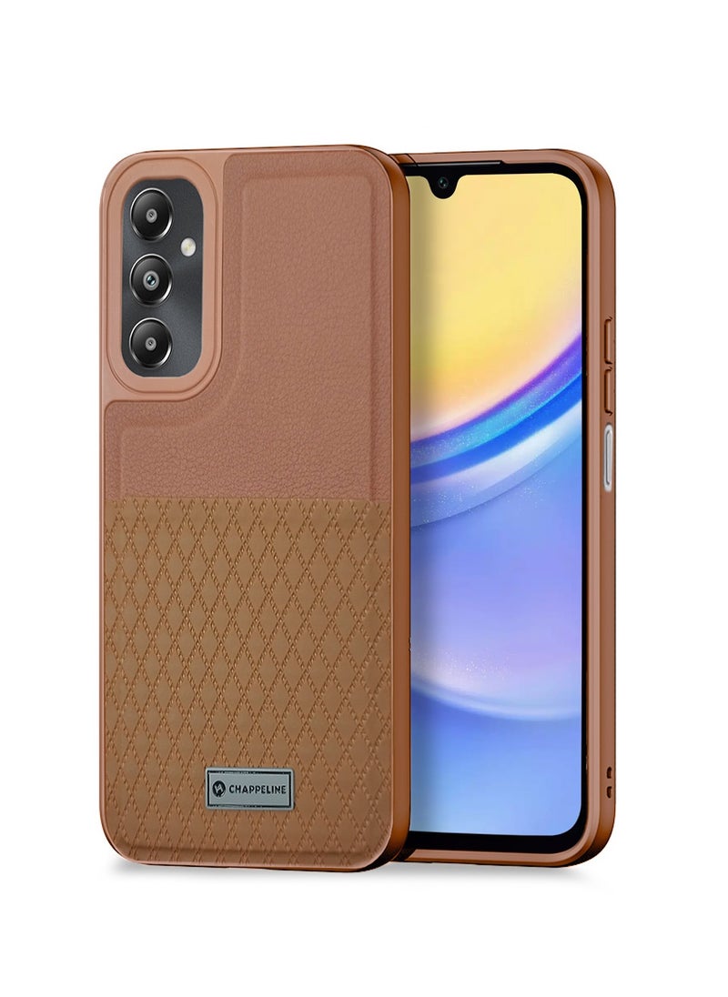 CHAPPELINE Silicone Pattern Case Cover For Samsung Galaxy a15 Brown  - Image 1