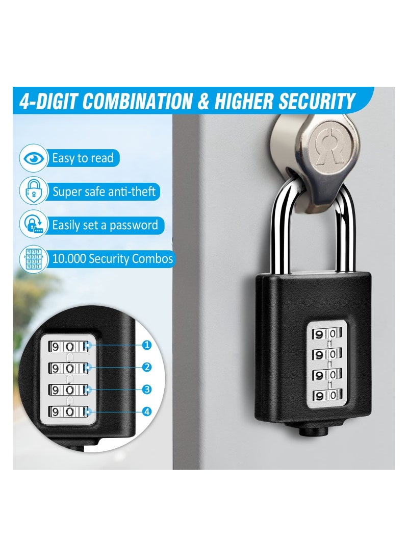 SYOSI Combination Padlock Outdoor Weatherproof Padlocks Outdoor Heavy Duty Small Padlock Locker with Code Lock for Gym School Home Garage Hasp Locker Bike Lock - Image 3