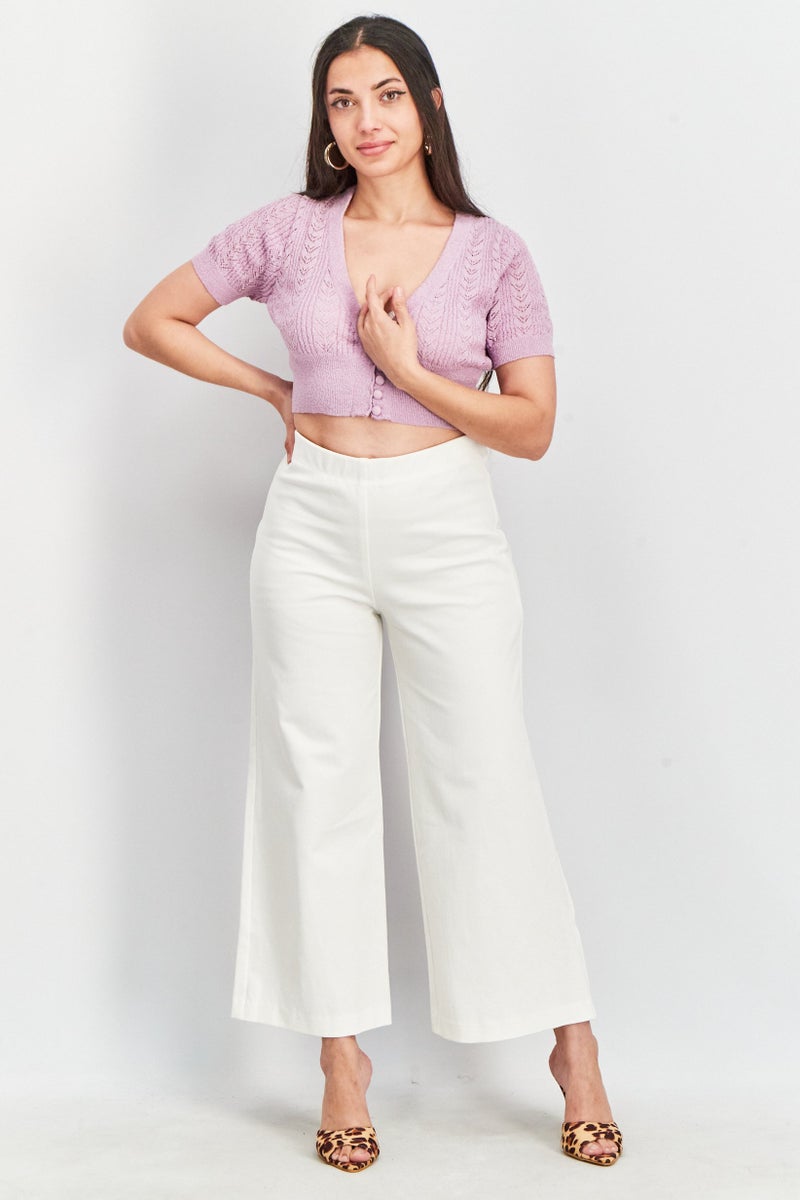 Cotton On Women V-Neck Short Sleeve Knitted Top, Lilac  - Image 4
