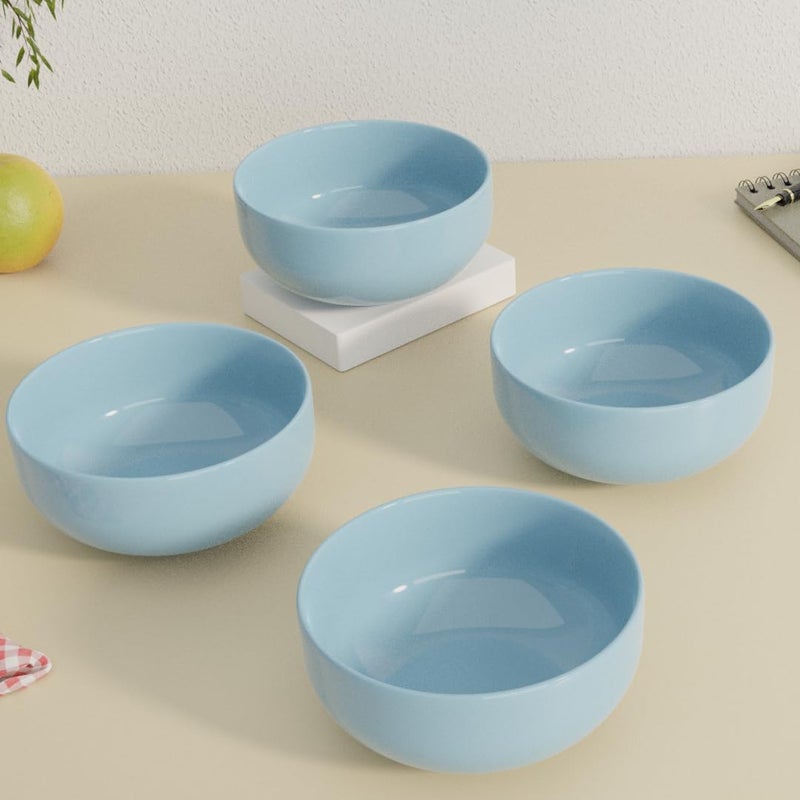The Earth Store Solid Sky Blue 500ML Ceramic Bowl Dishwasher & Microwave Safe Bowl Mixing Bowl for Snacks, Pasta, Rice, Dal, Fruits, Salad, Noodles, Maggi and More Serving Bowl- Set of 4 - Image 4