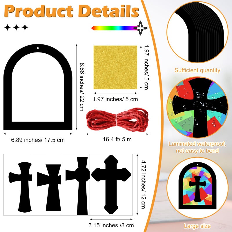 Chiisong 24 Sets Easter Crafts Religious Cross Crafts Religious Tissue Paper Kit VBS DIY Art Christian a Kit Resurrection Church Craft Ornaments Jesus Sunday School Gifts(Classic Color) - Image 2