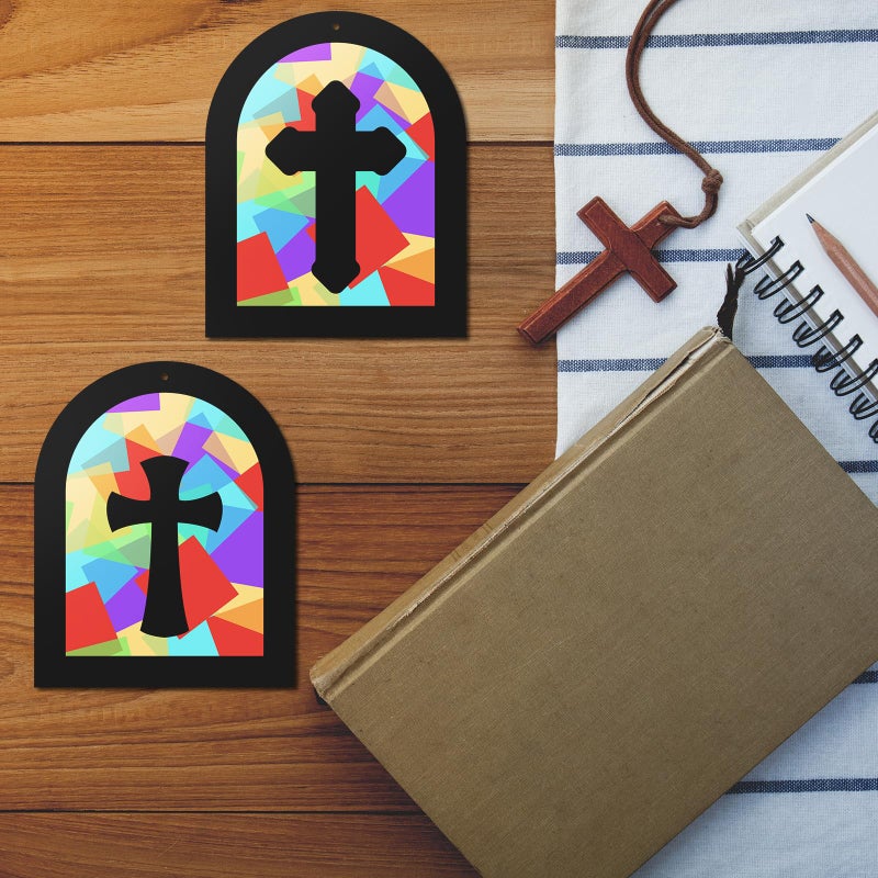 Chiisong 24 Sets Easter Crafts Religious Cross Crafts Religious Tissue Paper Kit VBS DIY Art Christian a Kit Resurrection Church Craft Ornaments Jesus Sunday School Gifts(Classic Color) - Image 5