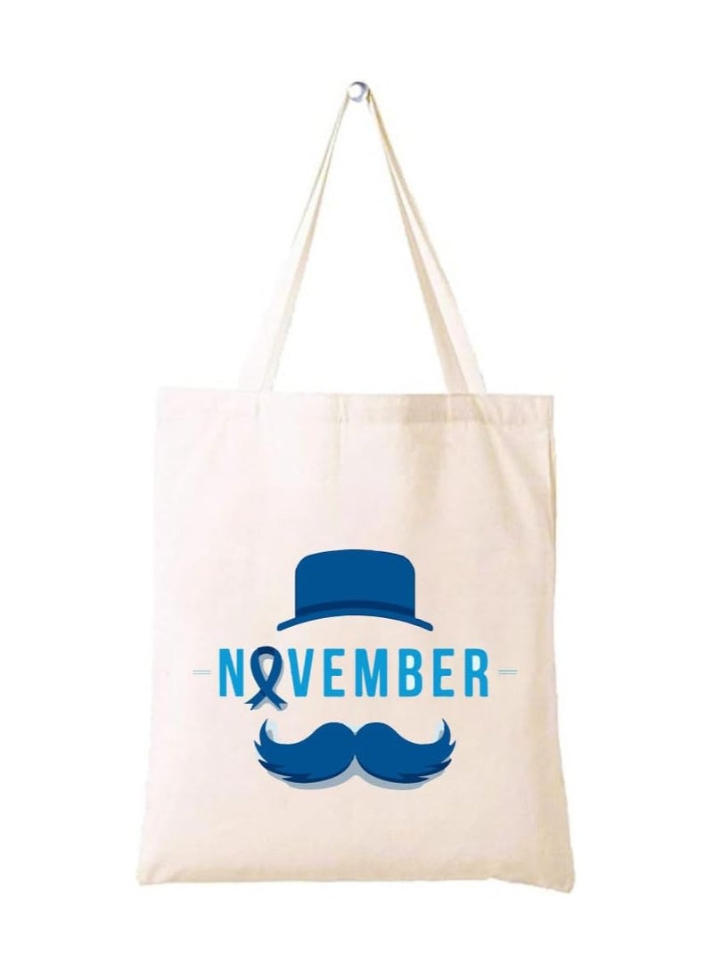 PRINTSHOP4ME Movember Awareness Cotton Jute Bag Eco-Friendly Tote For Supporting Men's Health Initiatives Ideal For Events,Fundraisers And Everyday Use Perfect For Supporting ProstateCancer Initiatives - Image 1