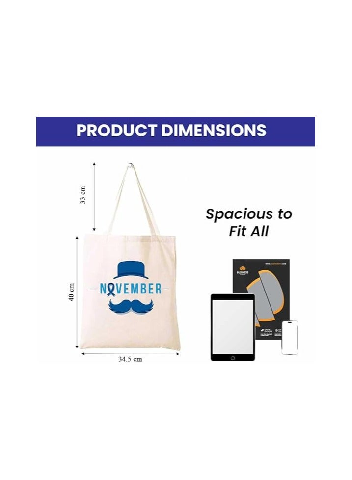 PRINTSHOP4ME Movember Awareness Cotton Jute Bag Eco-Friendly Tote For Supporting Men's Health Initiatives Ideal For Events,Fundraisers And Everyday Use Perfect For Supporting ProstateCancer Initiatives - Image 3