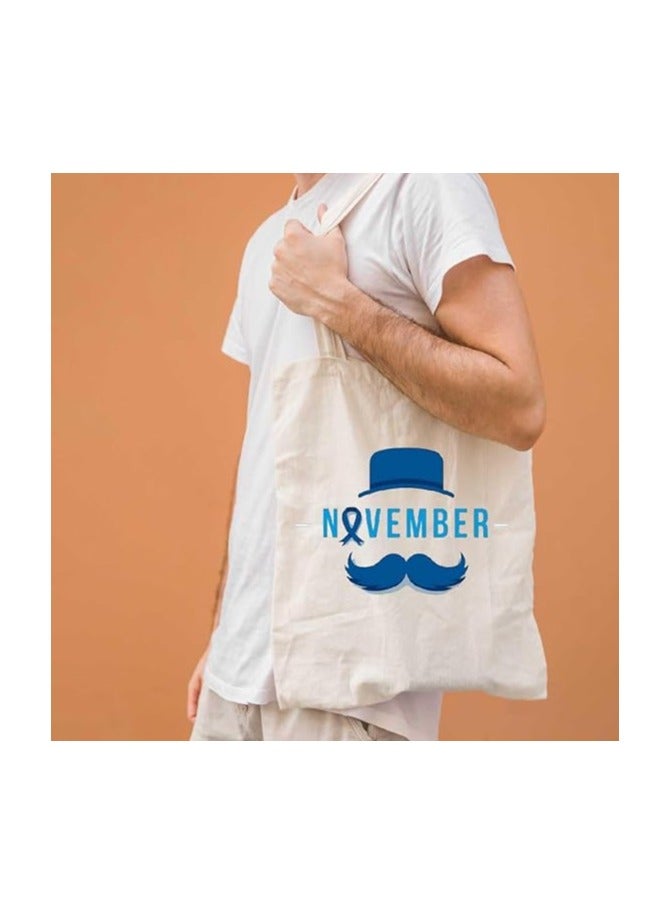 PRINTSHOP4ME Movember Awareness Cotton Jute Bag Eco-Friendly Tote For Supporting Men's Health Initiatives Ideal For Events,Fundraisers And Everyday Use Perfect For Supporting ProstateCancer Initiatives - Image 4
