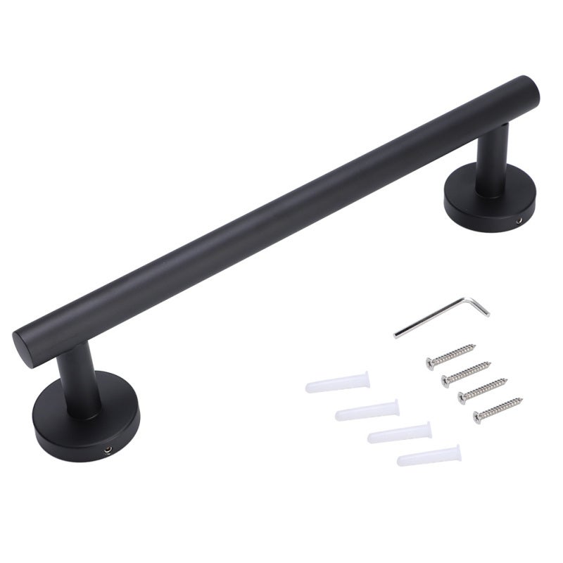 30cm Stainless Steel Black Brushed Single Towel Bar Rack Holder Bathroom Storage Organizer - Image 1