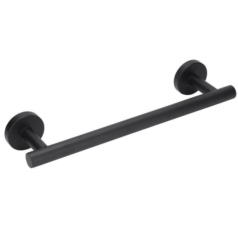 30cm Stainless Steel Black Brushed Single Towel Bar Rack Holder Bathroom Storage Organizer - Image 3