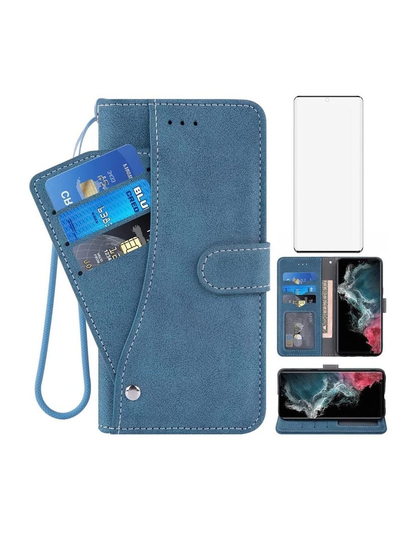 Excefore Samsung Galaxy S22 Ultra 5G Case, Premium Leather Folio Case, Flip Cover with TPU Shockproof, Stand, for Gaxaly S22ultra - Image 1