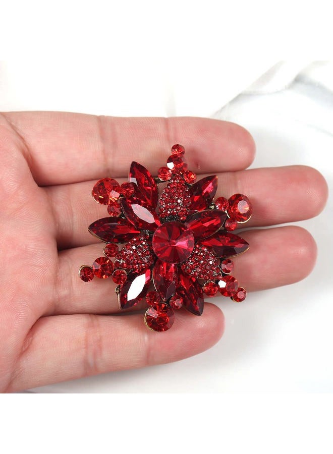 YOQUCOL Vintage Austrian Crystal Rhinestone Flower Shape Brooch Pin for Women, Crystal, cubic-zirconia - Image 4