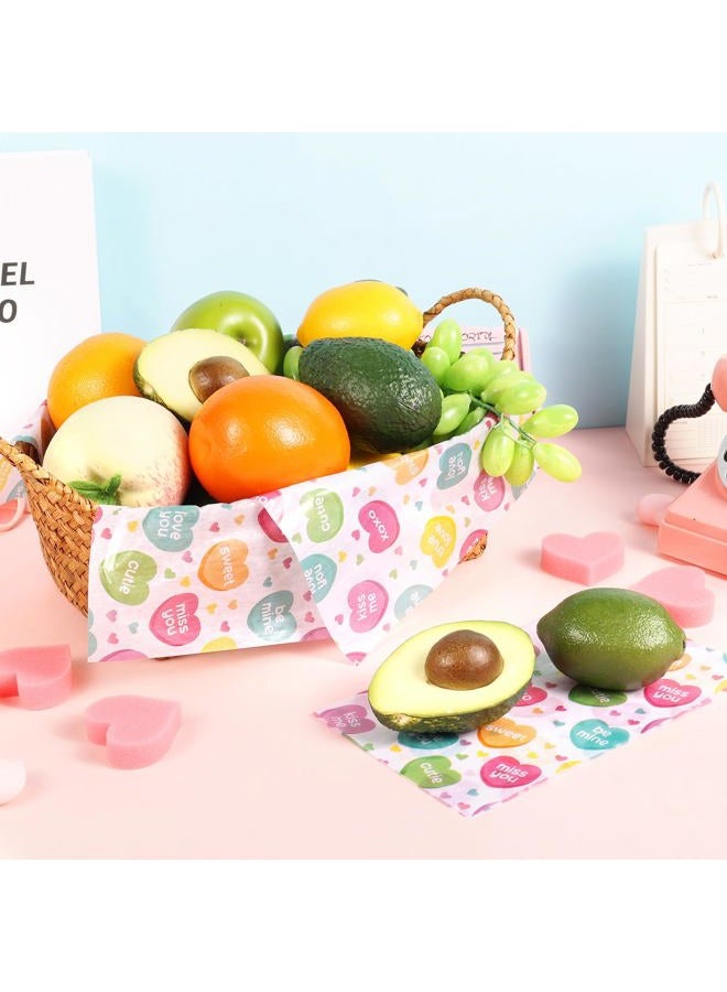Fabllewavi 150 Sheets Valentine's Day Conversation Heart Wax Paper Sheets for Food Deli, 9.8 x 8.3 inch Pastel Heart Greaseproof Deli Paper for Sandwich Picnic Basket Liner Valentines Party Supplies - Image 5