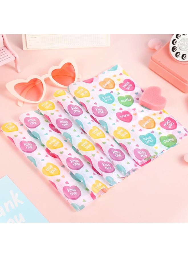 Fabllewavi 150 Sheets Valentine's Day Conversation Heart Wax Paper Sheets for Food Deli, 9.8 x 8.3 inch Pastel Heart Greaseproof Deli Paper for Sandwich Picnic Basket Liner Valentines Party Supplies - Image 4