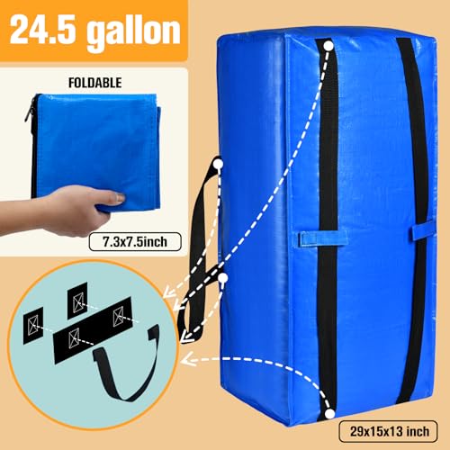 HAPPY CHEERS Moving Bags, Storage Totes, Extra Large Storage Bags for Moving Supplies, College Dorm Essentials, Bedroom Closet, Packing Bags with Backpack Handles Zipper Compatible with IKEA Frakta Cart（2 Pack） - Image 2