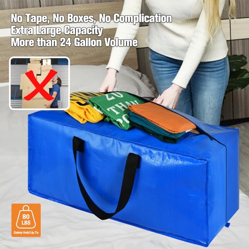 HAPPY CHEERS Moving Bags, Storage Totes, Extra Large Storage Bags for Moving Supplies, College Dorm Essentials, Bedroom Closet, Packing Bags with Backpack Handles Zipper Compatible with IKEA Frakta Cart（2 Pack） - Image 4