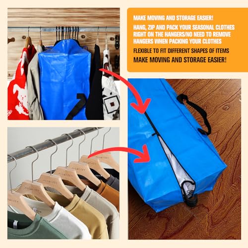 HAPPY CHEERS Moving Bags, Storage Totes, Extra Large Storage Bags for Moving Supplies, College Dorm Essentials, Bedroom Closet, Packing Bags with Backpack Handles Zipper Compatible with IKEA Frakta Cart（2 Pack） - Image 3