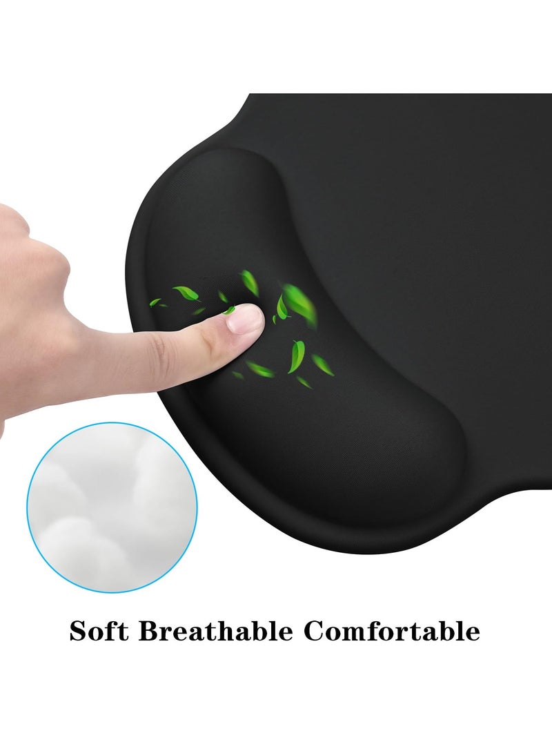 لوحة الماوس مع المعصم ، المضادة للانزلاق لوحة الماوس ، مريحة وتنفس ، تصميم مريح ، على المدى الطويل لعبة مكتب العمل ، أسود - Image 2
