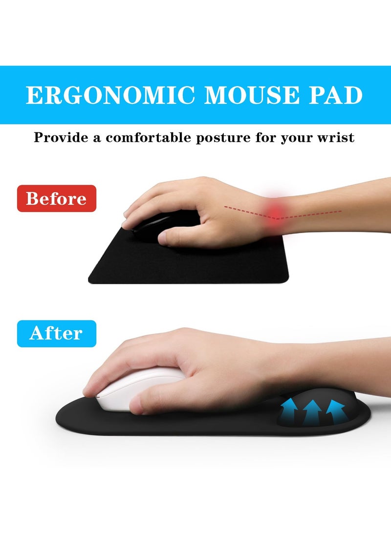 لوحة الماوس مع المعصم ، المضادة للانزلاق لوحة الماوس ، مريحة وتنفس ، تصميم مريح ، على المدى الطويل لعبة مكتب العمل ، أسود - Image 5