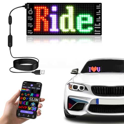 sasecgo Light Signs for Car Programmable LED Car Sign Flexible LED Advertising Sign Bluetooth APP Custom Editor AnimationsTextGraffiti - Image 1