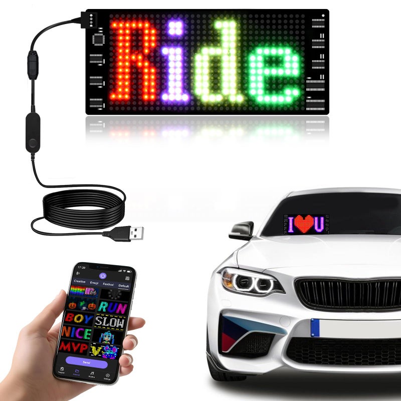 sasecgo Light Signs for Car Programmable LED Car Sign Flexible LED Advertising Sign Bluetooth APP Custom Editor AnimationsTextGraffiti - Image 2
