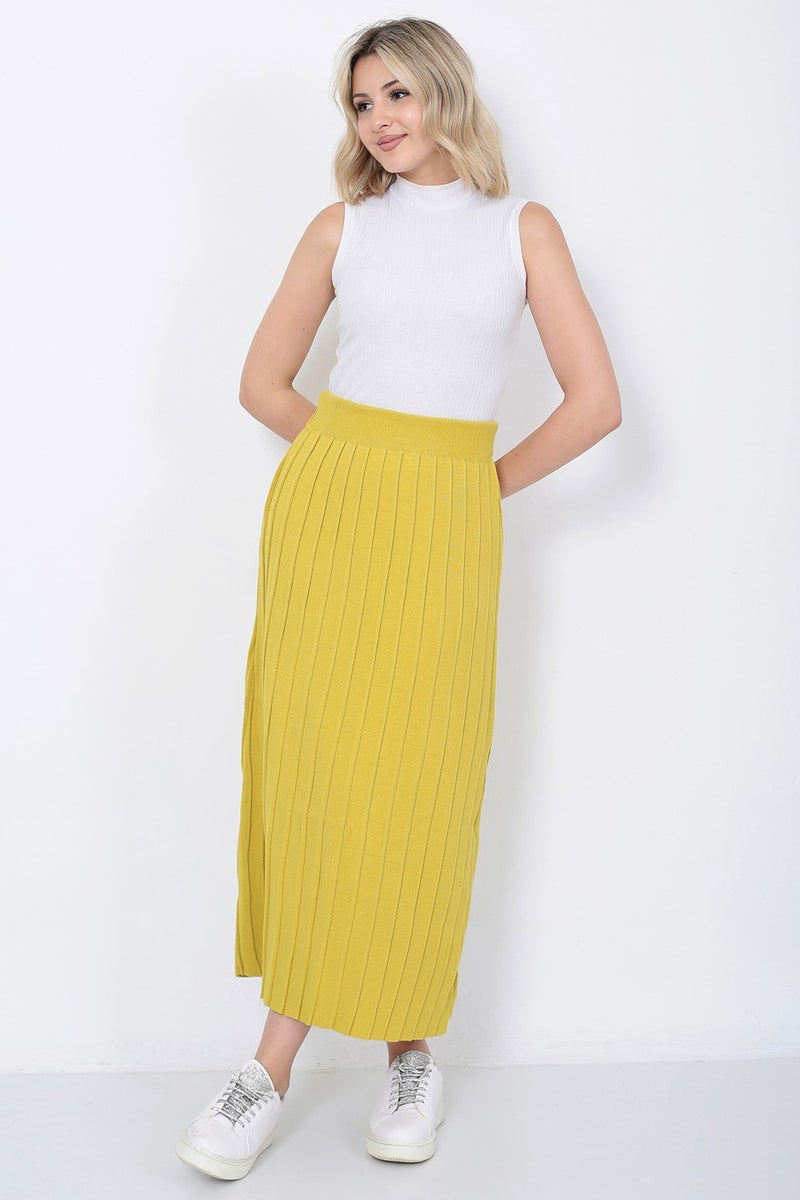 Lugmo Women's Knitwear Skirt Oversize Mustard  - Image 2