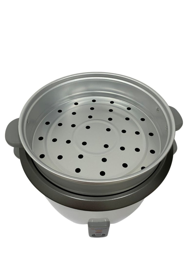 ميتشو طباخ أرز كهربائي 3 في 1 مع وعاء داخلي من الألومنيوم وغطاء من الفولاذ المقاوم للصدأ وجهاز بخار ومغرفة أرز وكوب قياس، يتضمن وظيفة الطهي والبخار والحفاظ على الدفء مع مؤشر ضوئي / مقبض بارد الملمس مع جهاز بخار خارجي من الألومنيوم 2.8 لتر 1000 وات - أبيض - Image 5