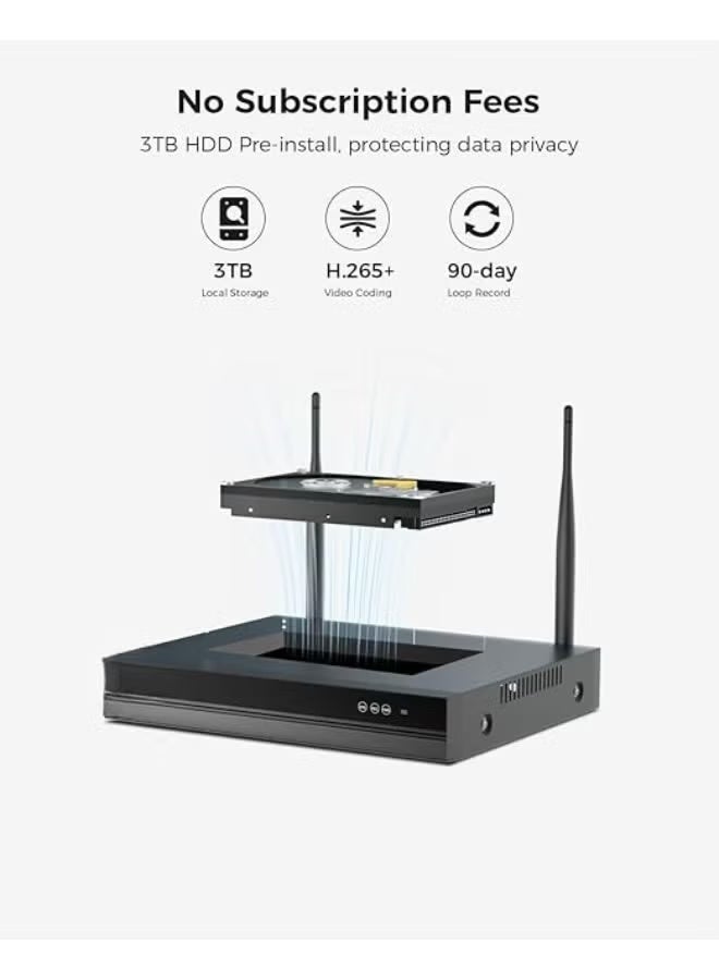 Wireless 5MP Security Camera System, 8 Outdoor Cameras with 10-Channel Network Video Recorder, 3TB Storage, Two-Way Audio, Night Vision, Motion Detection and Remote Monitoring - Image 2