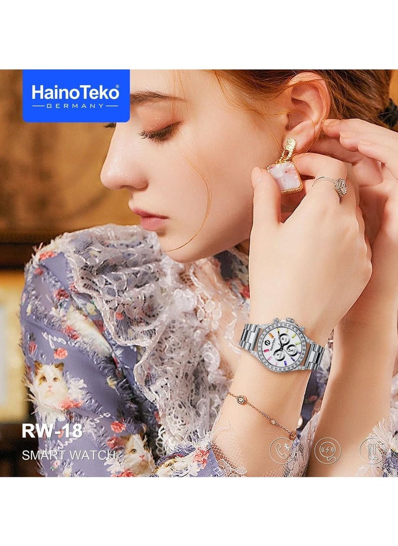 Haino Teko Haino Teko Germany RW 18 Smart Watch Round Shape with Two Set Strap One Analog watch  and a Bracelet For Ladies and Girls Silver  - Image 5