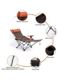 Rock Pow Camping Chairs Portable Folding Chair, Fully Padded Beach Lounge Chair, Adjustable Back Slope Outdoor Chair with Head Pillow,Lawn Chair for Camping Fishing Backyard Travel  - Image 5