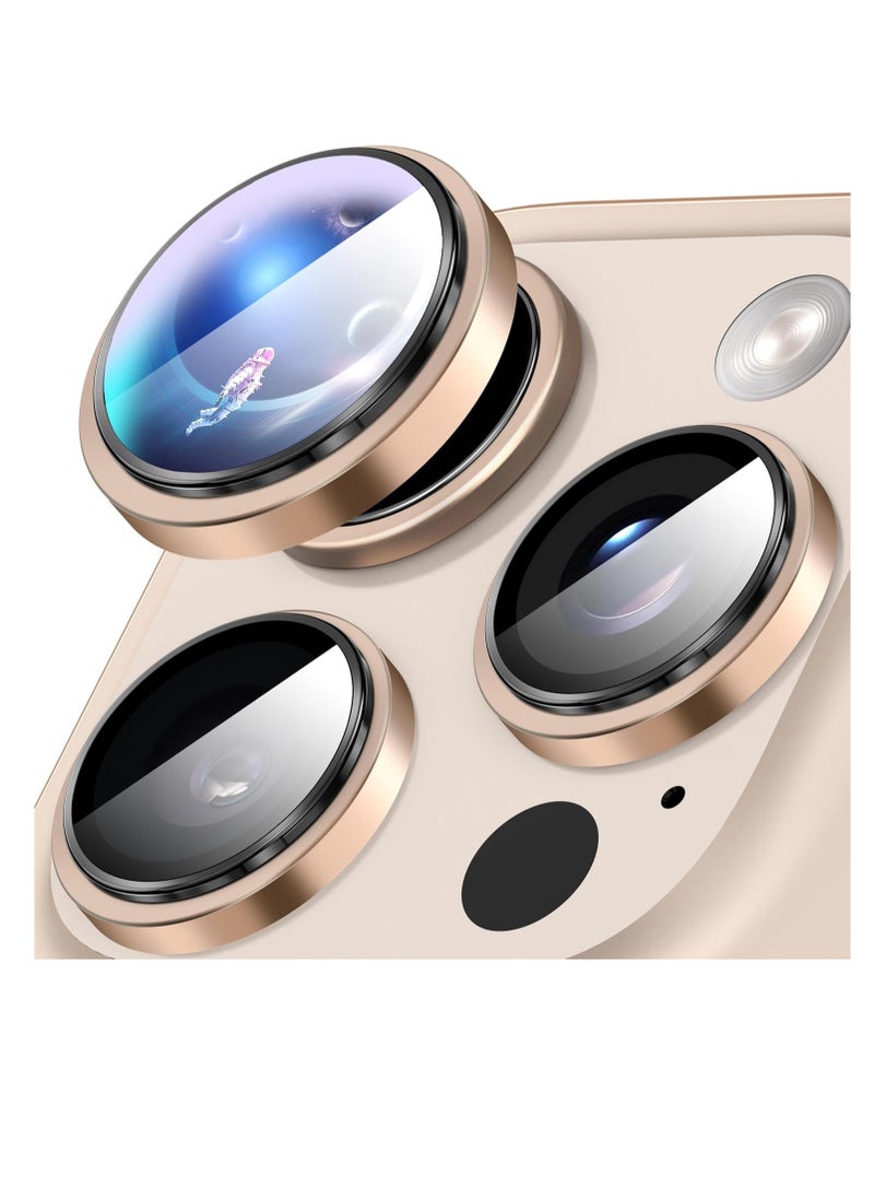 COBLUE iPhone 16 Pro Max Camera Lens Protector 9H Tempered Glass Camera Cover Screen Protector with HD Clear & Metal Individual Ring design for iPhone 16 Pro Max 6.9 Desert Titanium  - Image 1