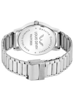 LOUIS DEVIN LOUIS DEVIN Stainless Steel Steel Chain Analog Wrist Watch For Men -G049-Blu-Ch, Blue Dial, Silver Band  - Image 3