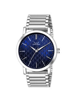 LOUIS DEVIN LOUIS DEVIN Stainless Steel Steel Chain Analog Wrist Watch For Men -G049-Blu-Ch, Blue Dial, Silver Band  - Image 1