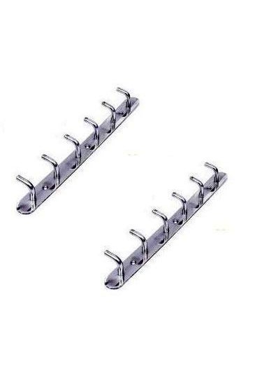 MAP MAP PC Stainless Pure Steel 6 PIN Cloth Hook Hanger Wall Door Hook Pack of 2 SSL Alloy Steel  - Image 1