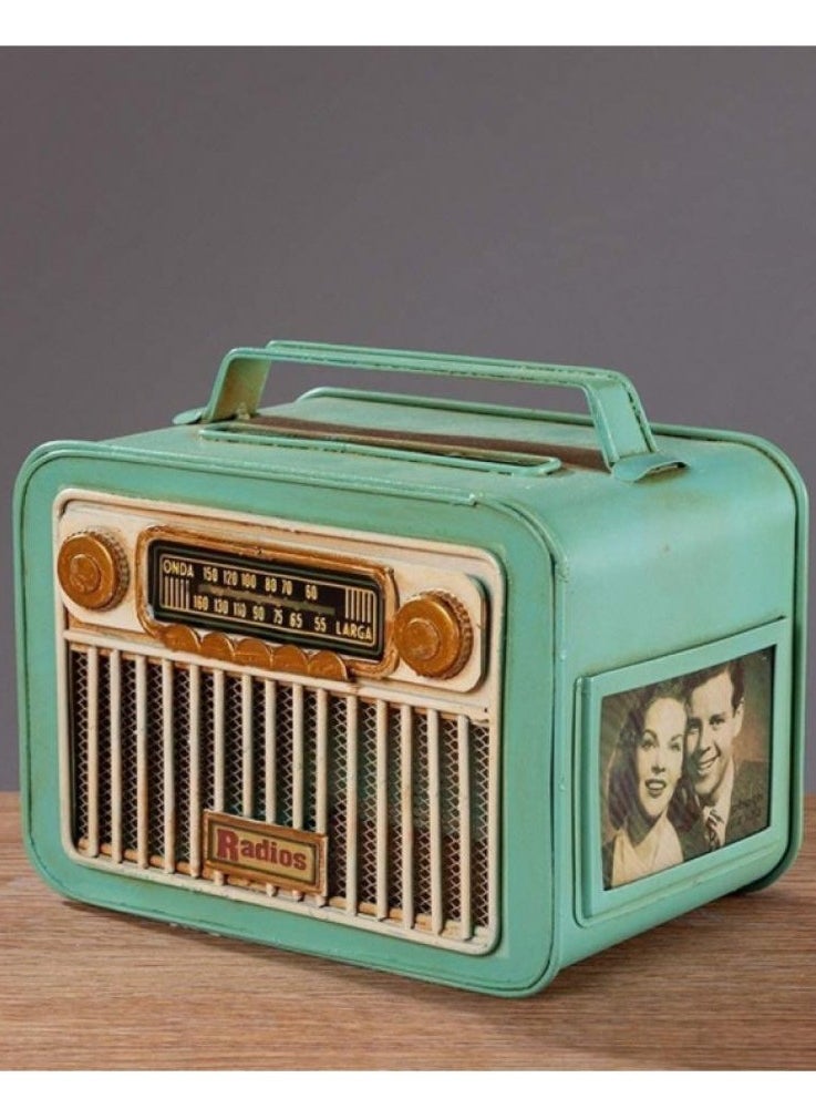 AIWANTO Mini Vintage Radio Design Metal Tissue Box Holders for Home Office Bar and Restaurant  - Image 1