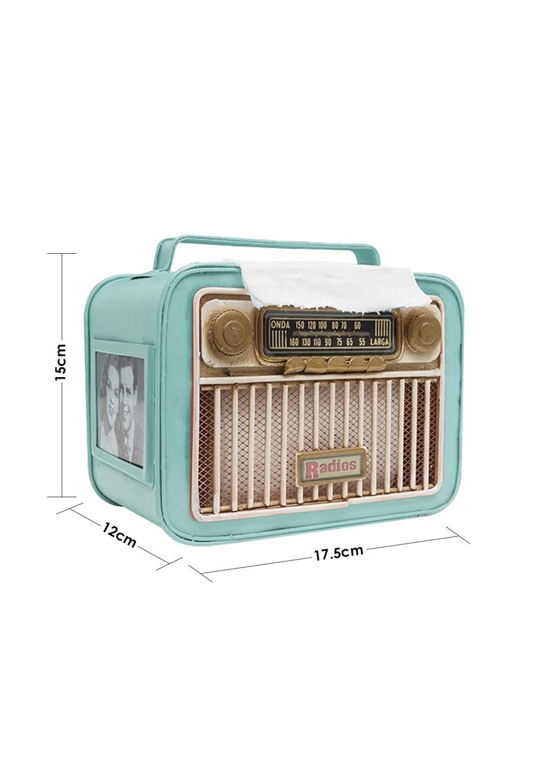 AIWANTO Mini Vintage Radio Design Metal Tissue Box Holders for Home Office Bar and Restaurant  - Image 4