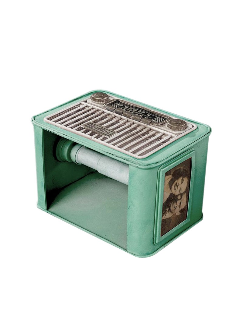 AIWANTO Mini Vintage Radio Design Metal Tissue Box Holders for Home Office Bar and Restaurant  - Image 5