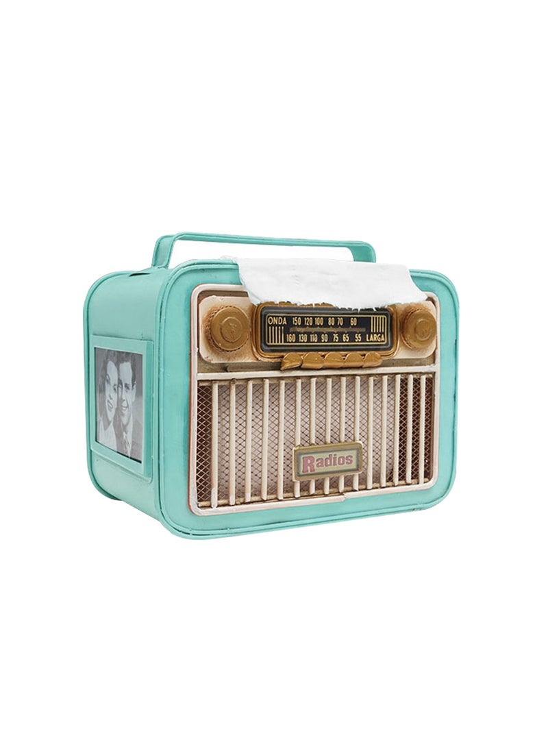 AIWANTO Mini Vintage Radio Design Metal Tissue Box Holders for Home Office Bar and Restaurant  - Image 2