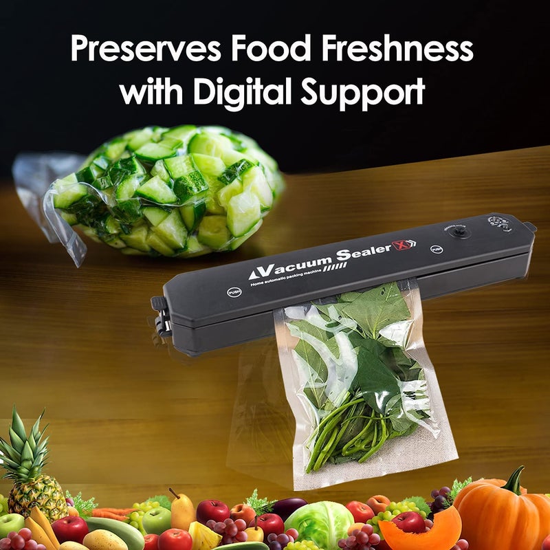 SANGOZS 2 in1 Electric Vacuum Sealer Machine for Food Storage Home Automatic Plastic Bag Sealing Machine Vacuum Packing Machine For Fruits Meat and Vegetables With Dry Moist SealingPACK OF 1 - Image 5