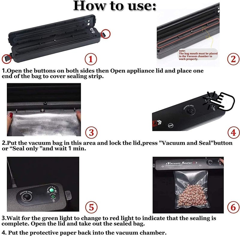 SANGOZS 2 in1 Electric Vacuum Sealer Machine for Food Storage Home Automatic Plastic Bag Sealing Machine Vacuum Packing Machine For Fruits Meat and Vegetables With Dry Moist SealingPACK OF 1 - Image 3